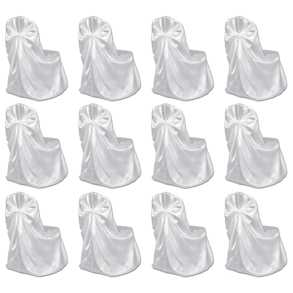 vidaXL Husă de scaun pentru nunți, 12 buc., alb