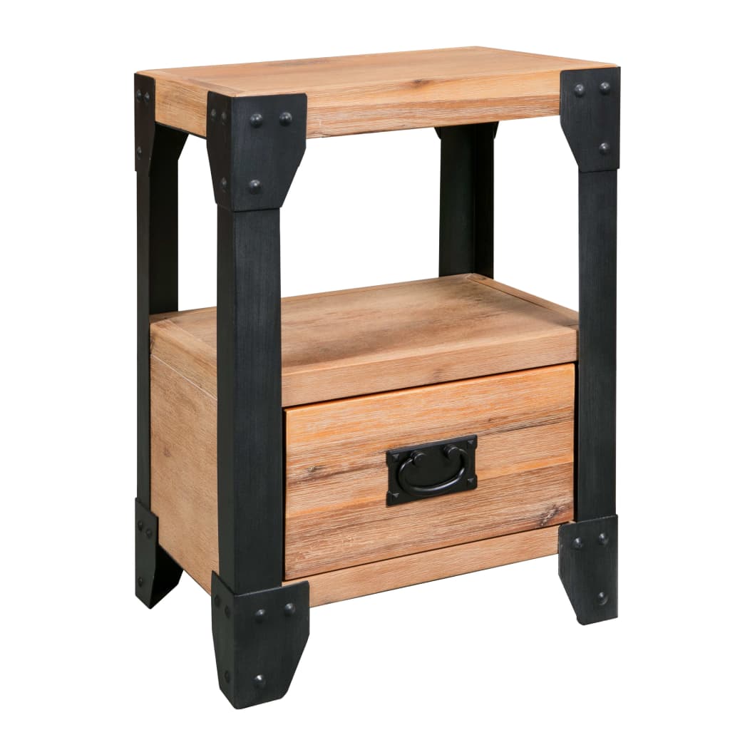 vidaXL Noptiere, 2 buc., 40 x 30 x 54 cm, lemn masiv de acacia, oțel