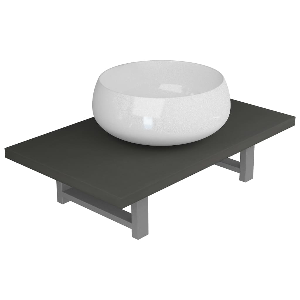 vidaXL Set mobilier de baie, 2 piese, gri, ceramică vidaXL Set mobilier de baie, 2 piese, gri, ceramică