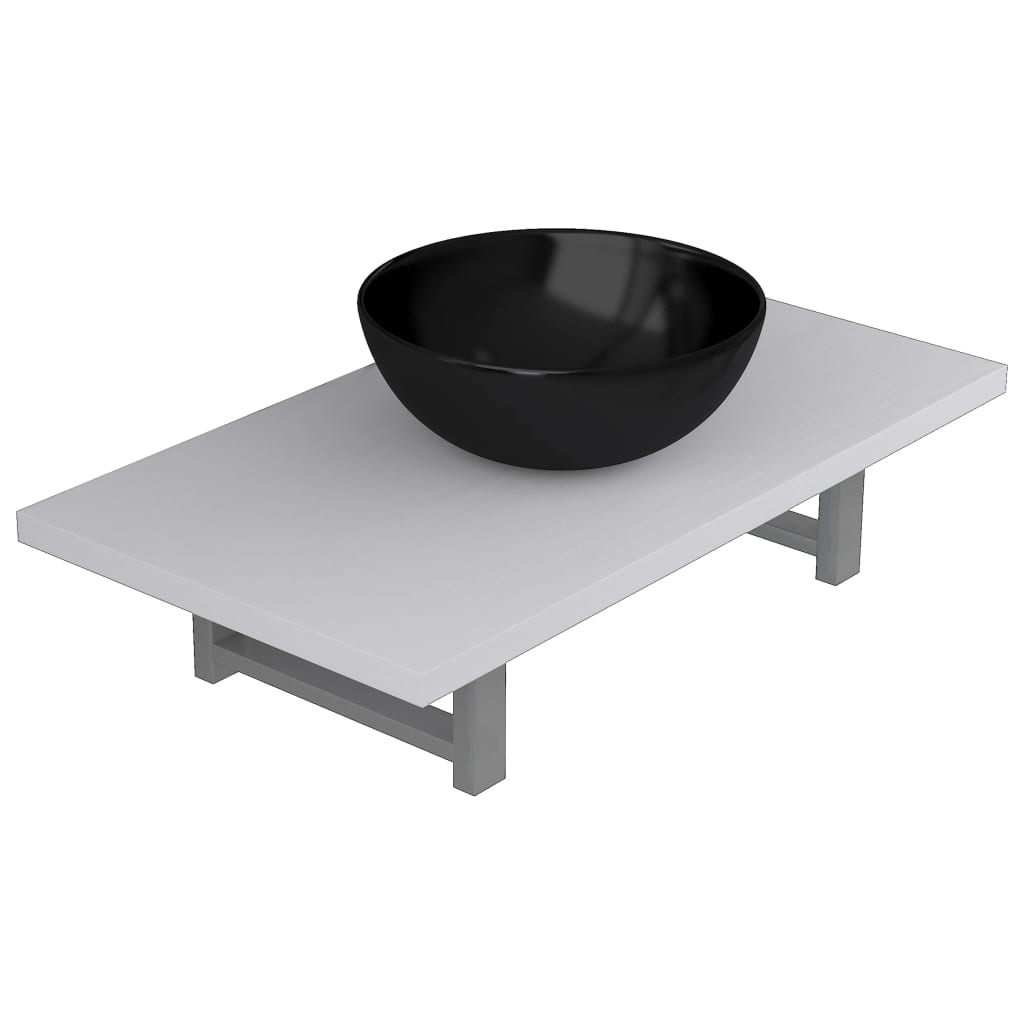 vidaXL Set mobilier de baie, 2 piese, alb, ceramică vidaXL Set mobilier de baie, 2 piese, alb, ceramică