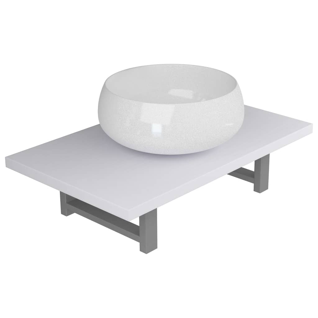vidaXL Set mobilier de baie, 2 piese, alb, ceramică vidaXL Set mobilier de baie, 2 piese, alb, ceramică