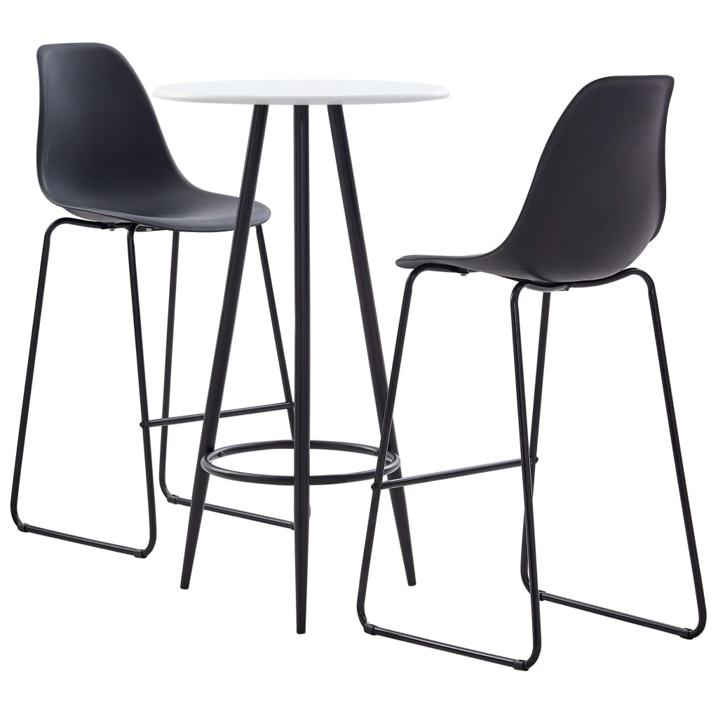 vidaXL Set mobilier de bar, 3 piese, negru, plastic