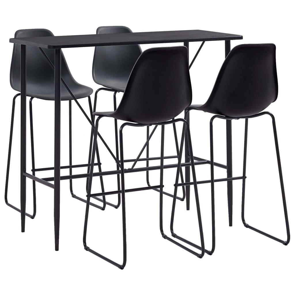 vidaXL Set mobilier de bar, 5 piese, negru, plastic vidaXL Set mobilier de bar, 5 piese, negru, plastic