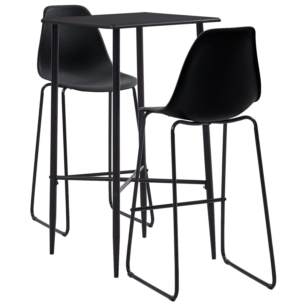 vidaXL Set mobilier de bar, 3 piese, negru, plastic vidaXL Set mobilier de bar, 3 piese, negru, plastic