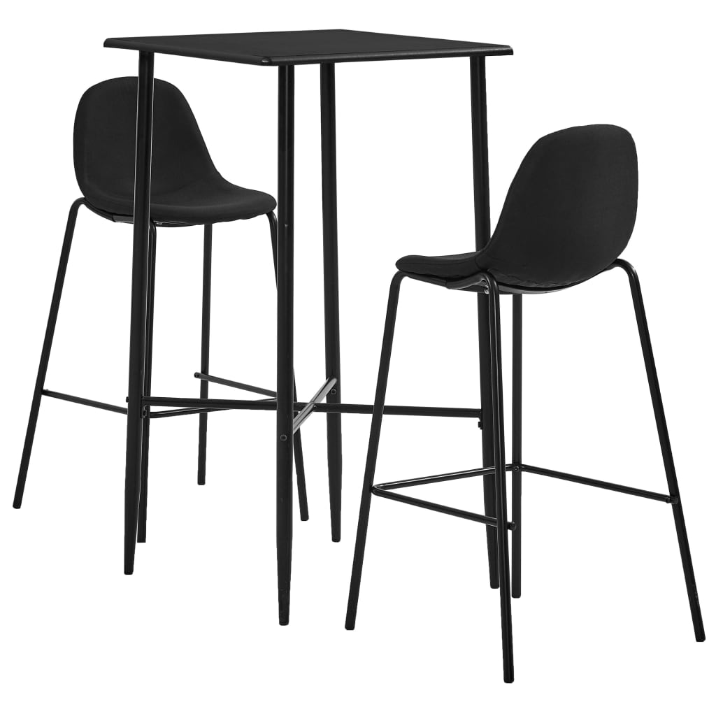 vidaXL Set mobilier de bar, 3 piese, negru, material textil