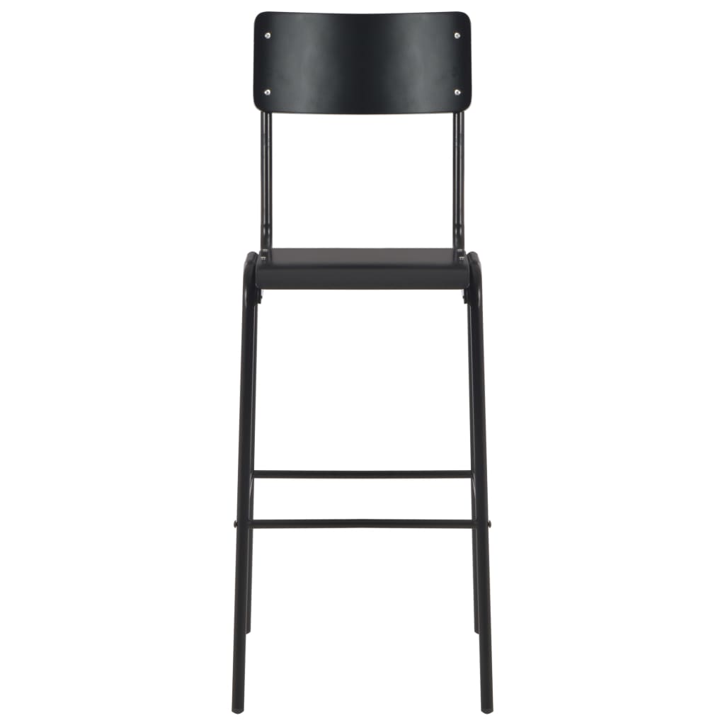 vidaXL Scaune de bar, 2 buc., negru, placaj solid, oțel vidaXL Scaune de bar, 2 buc., negru, placaj solid, oțel