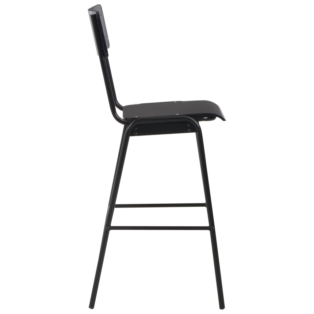 vidaXL Scaune de bar, 2 buc., negru, placaj solid, oțel vidaXL Scaune de bar, 2 buc., negru, placaj solid, oțel