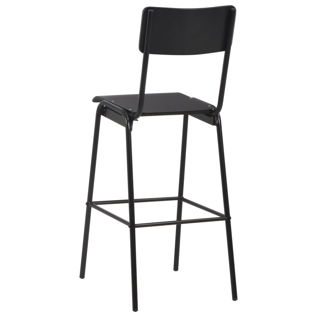 vidaXL Scaune de bar, 2 buc., negru, placaj solid, oțel vidaXL Scaune de bar, 2 buc., negru, placaj solid, oțel