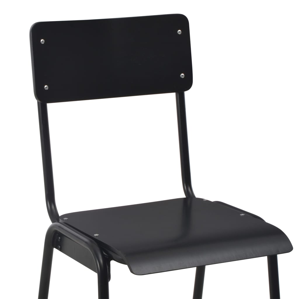 vidaXL Scaune de bar, 2 buc., negru, placaj solid, oțel vidaXL Scaune de bar, 2 buc., negru, placaj solid, oțel