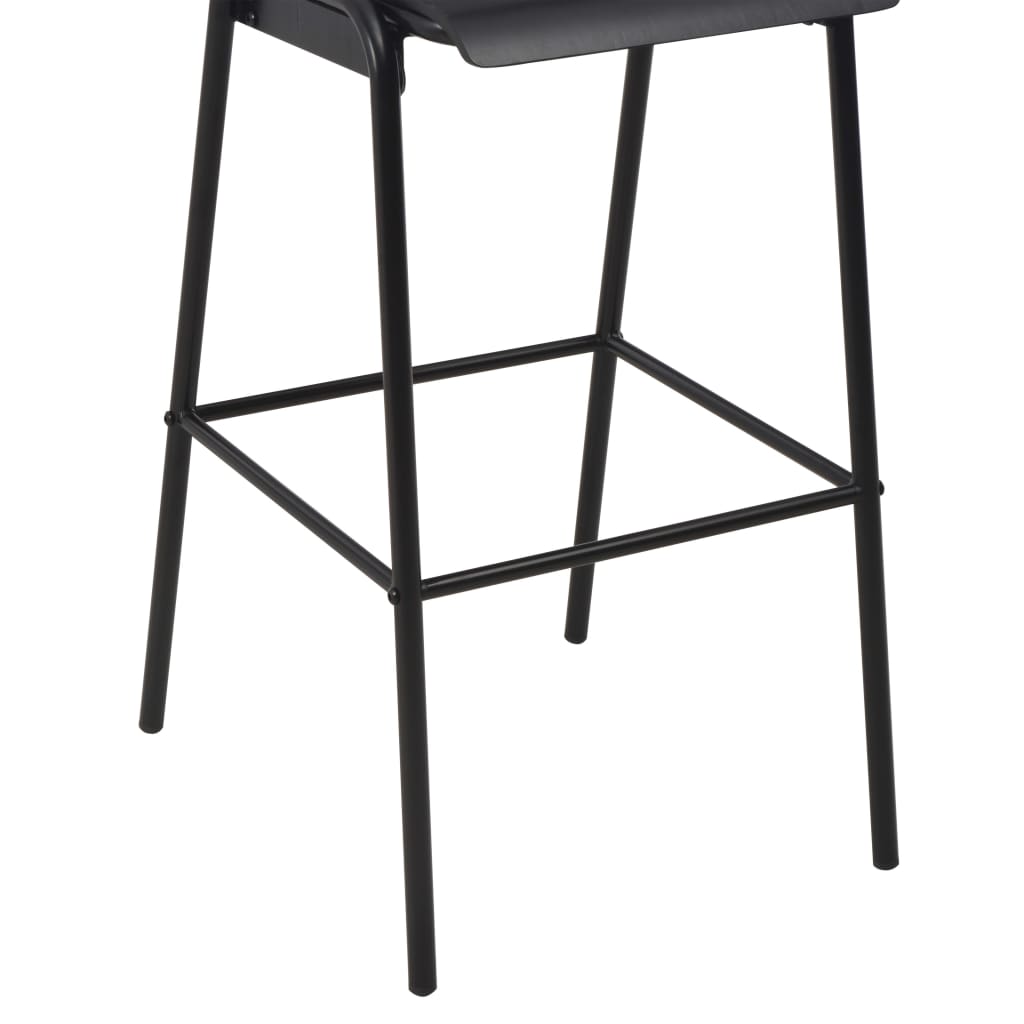 vidaXL Scaune de bar, 2 buc., negru, placaj solid, oțel vidaXL Scaune de bar, 2 buc., negru, placaj solid, oțel