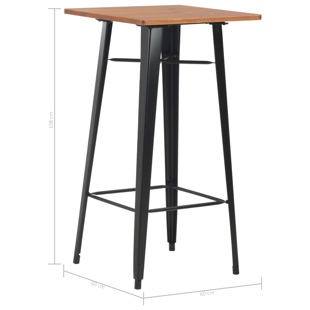 vidaXL Masă de bar, negru, 60x60x108 cm, oțel și lemn masiv de pin vidaXL Masă de bar, negru, 60x60x108 cm, oțel și lemn masiv de pin