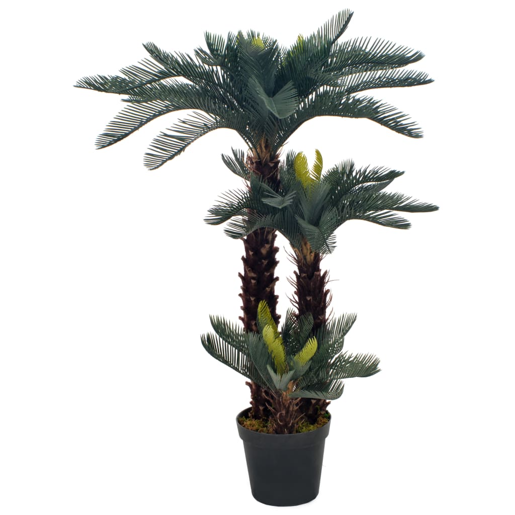 vidaXL Plantă artificială palmier cycas cu ghiveci, verde, 125 cm vidaXL Plantă artificială palmier cycas cu ghiveci, verde, 125 cm