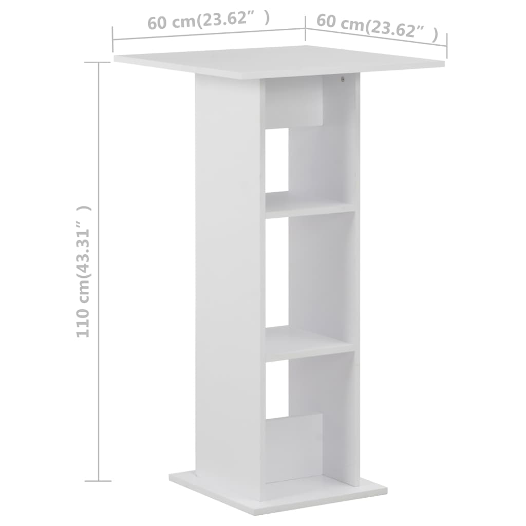 vidaXL Masă de bar, alb, 60 x 60 x 110 cm vidaXL Masă de bar, alb, 60 x 60 x 110 cm