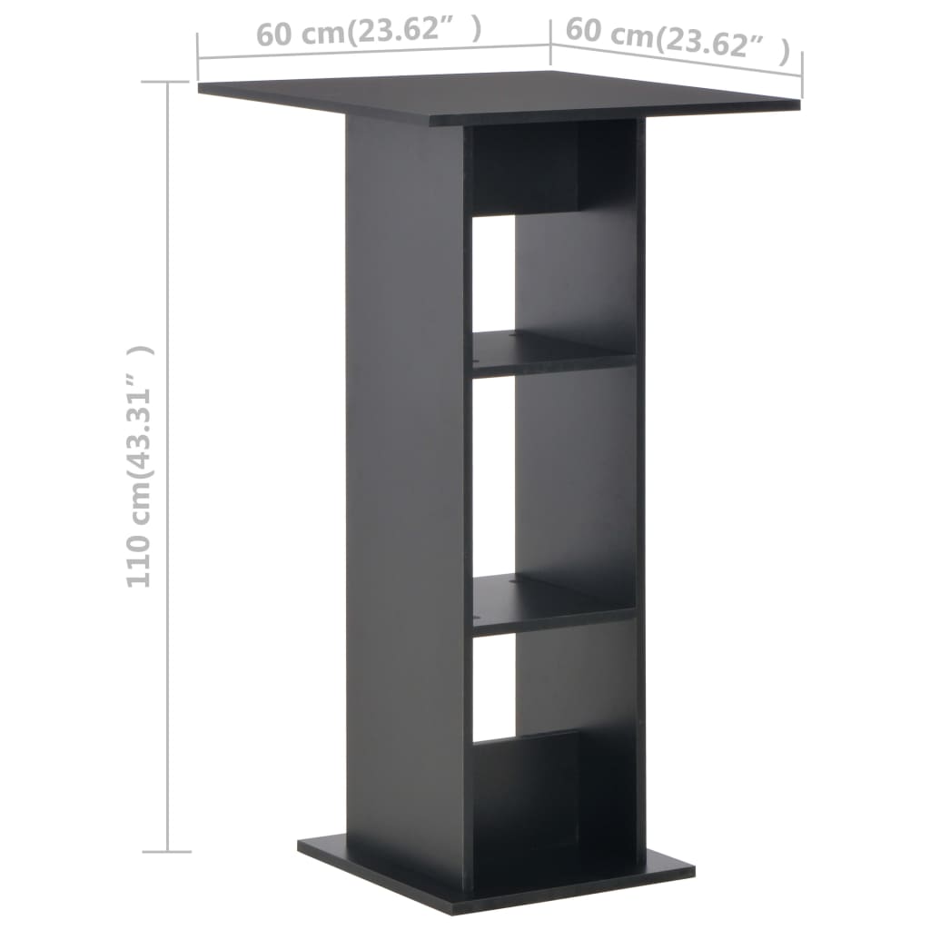 vidaXL Masă de bar, negru, 60 x 60 x 110 cm