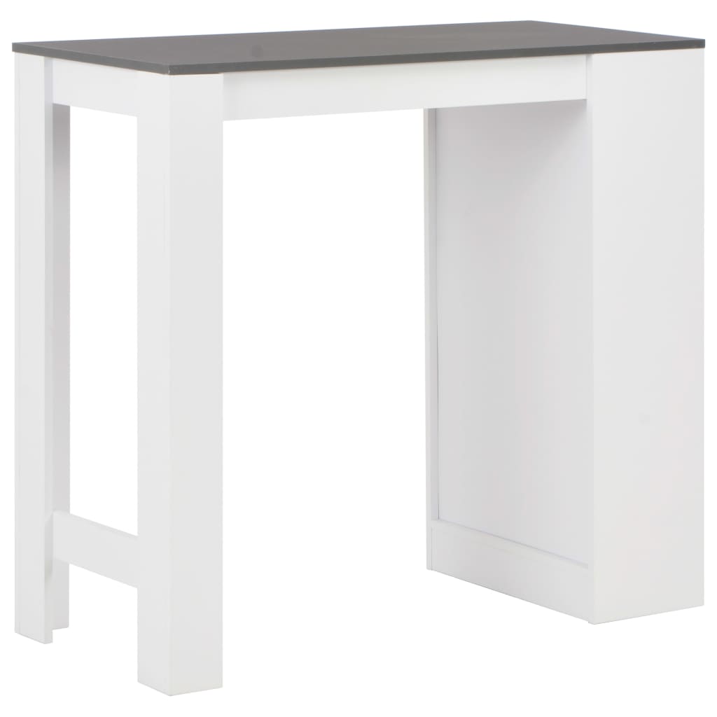 vidaXL Masă bar cu rafturi, alb, 110x50x103 cm