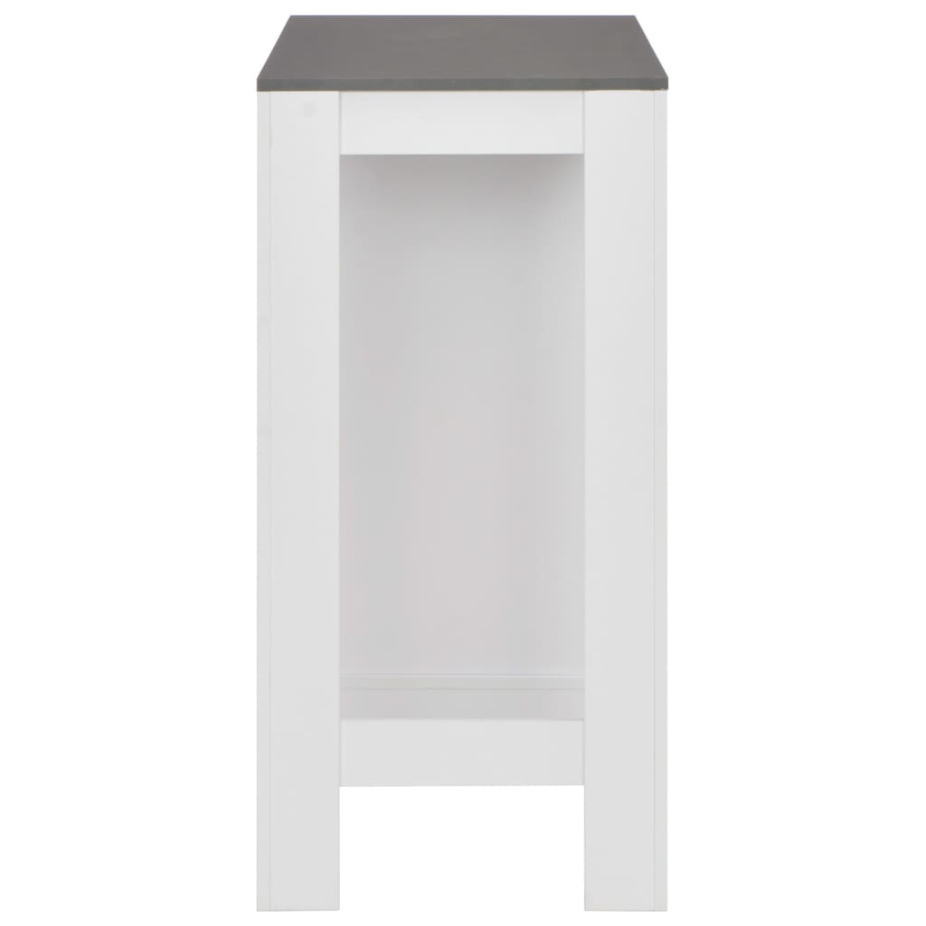 vidaXL Masă bar cu rafturi, alb, 110x50x103 cm