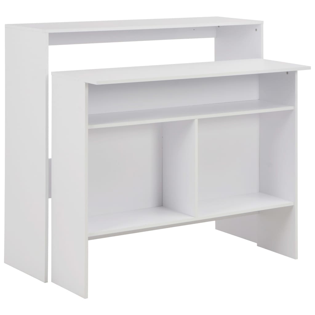 vidaXL Masă de bar cu 2 blaturi, alb, 130x40x120 cm vidaXL Masă de bar cu 2 blaturi, alb, 130x40x120 cm