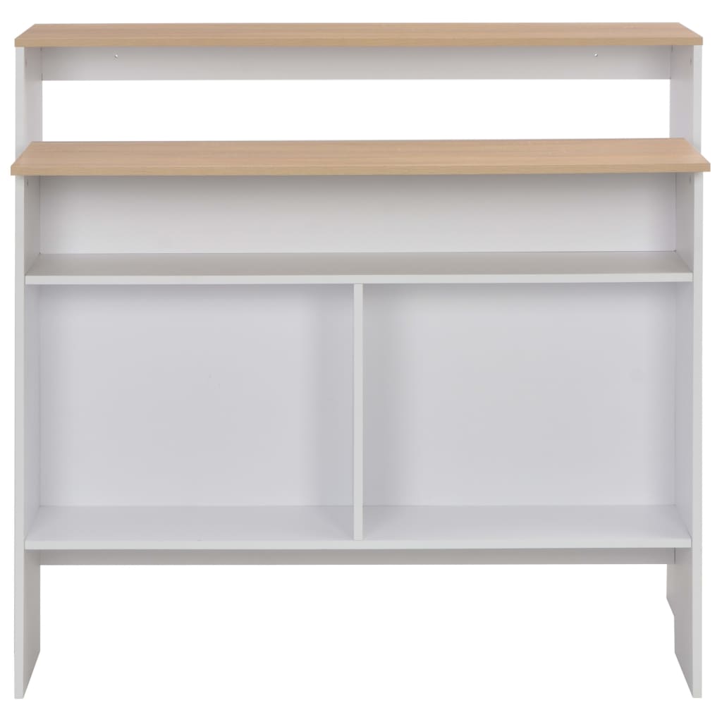 vidaXL Masă de bar cu 2 blaturi, alb și stejar, 130x40x120 cm vidaXL Masă de bar cu 2 blaturi, alb și stejar, 130x40x120 cm