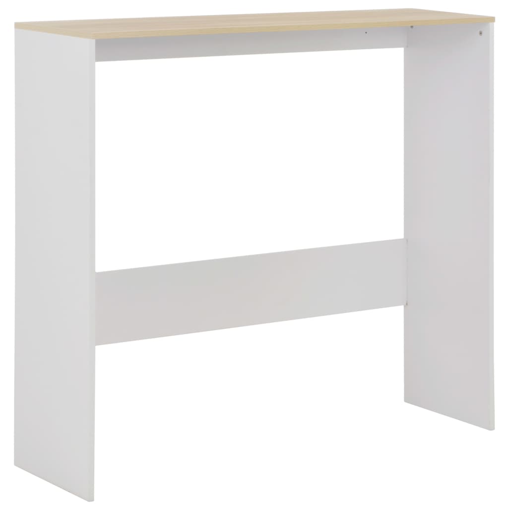 vidaXL Masă de bar cu 2 blaturi, alb și stejar, 130x40x120 cm vidaXL Masă de bar cu 2 blaturi, alb și stejar, 130x40x120 cm