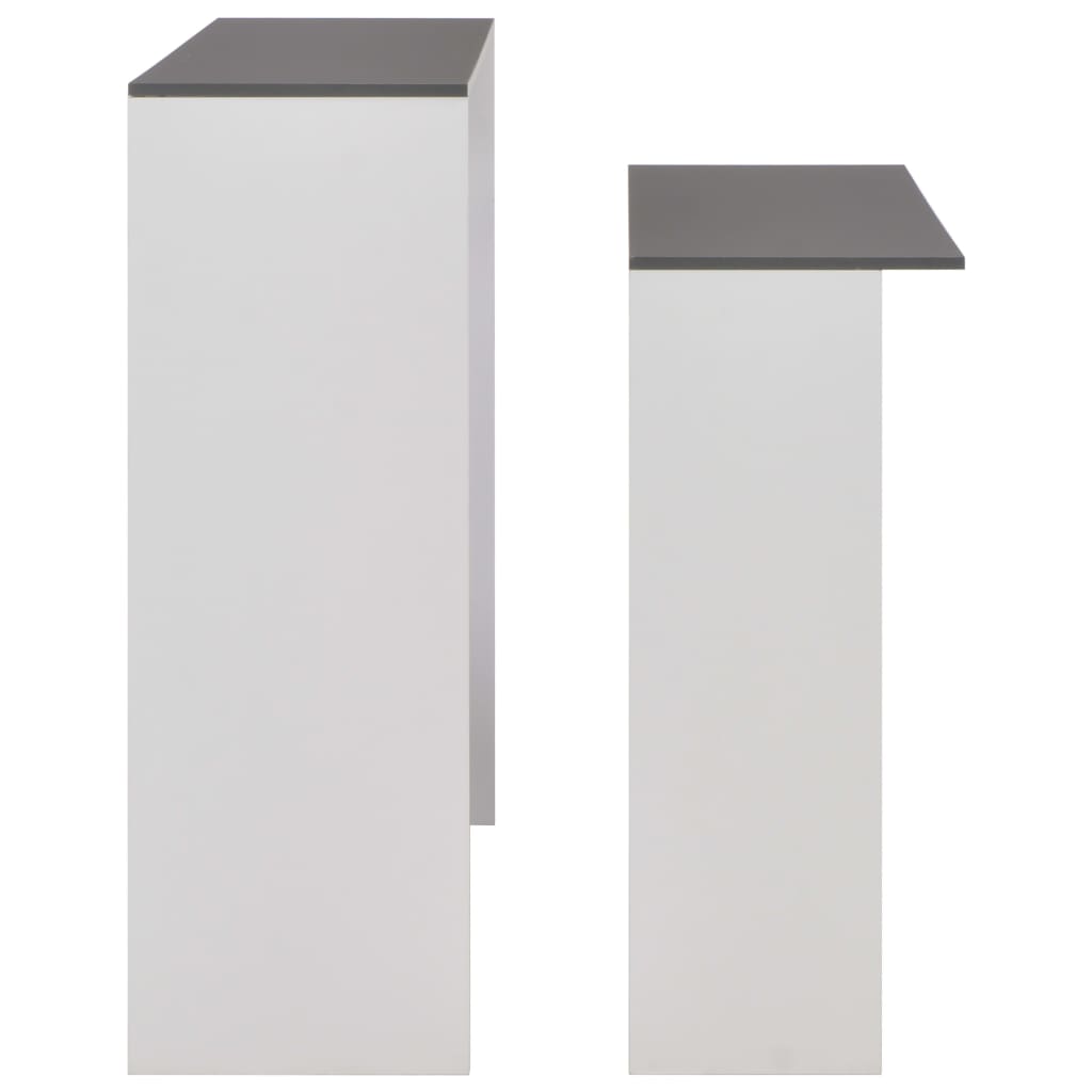 vidaXL Masă de bar cu 2 blaturi, alb și gri, 130x40x120 cm vidaXL Masă de bar cu 2 blaturi, alb și gri, 130x40x120 cm