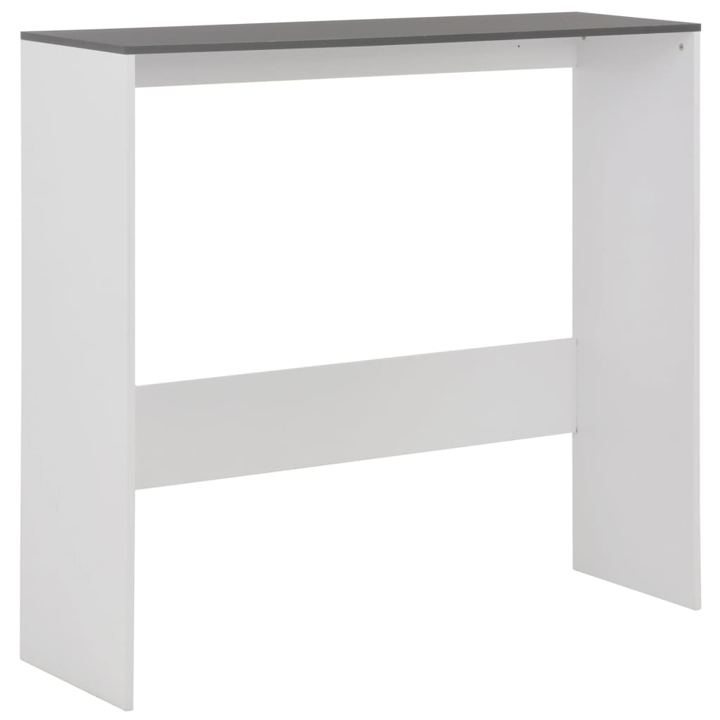 vidaXL Masă de bar cu 2 blaturi, alb și gri, 130x40x120 cm vidaXL Masă de bar cu 2 blaturi, alb și gri, 130x40x120 cm