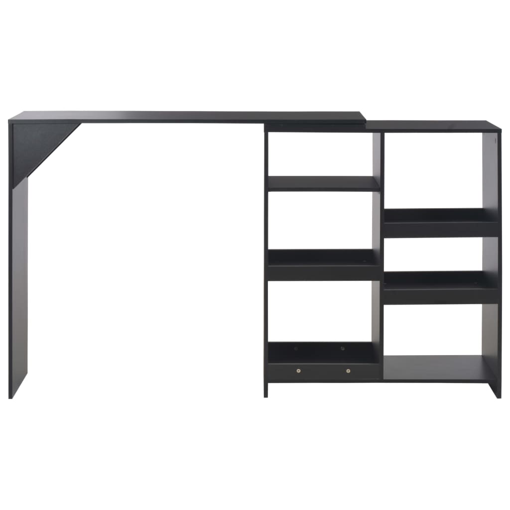 vidaXL Masă de bar cu raft mobil, negru, 138x39x110 cm vidaXL Masă de bar cu raft mobil, negru, 138x39x110 cm