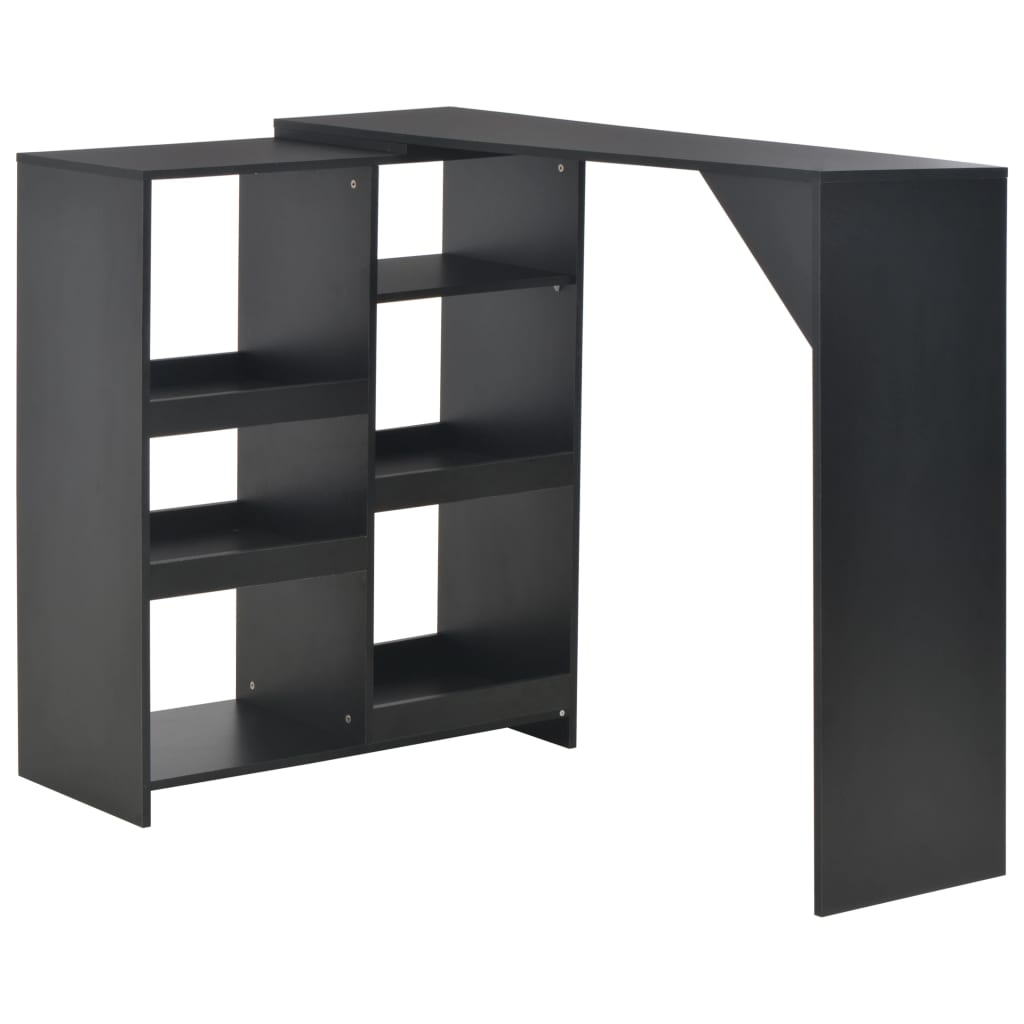 vidaXL Masă de bar cu raft mobil, negru, 138x39x110 cm vidaXL Masă de bar cu raft mobil, negru, 138x39x110 cm