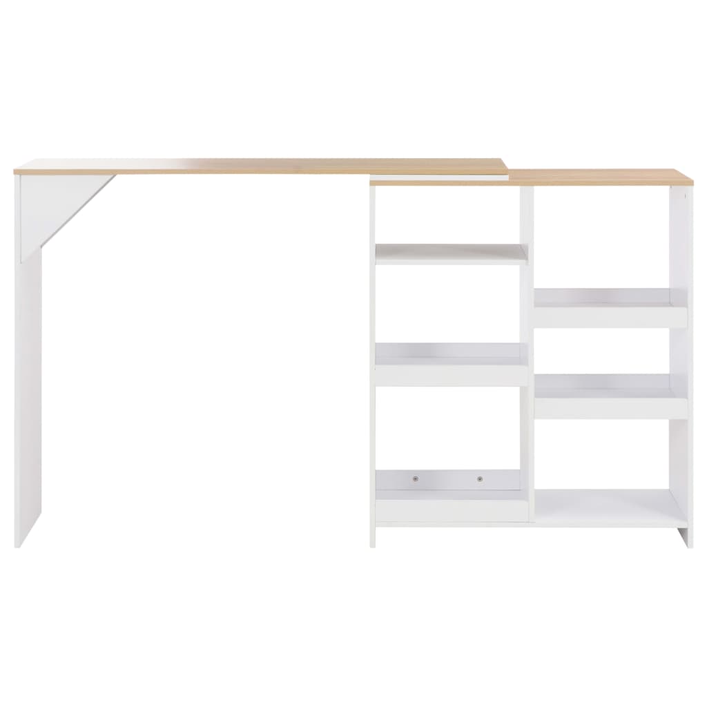 vidaXL Masă de bar cu raft mobil, alb, 138x39x110 cm