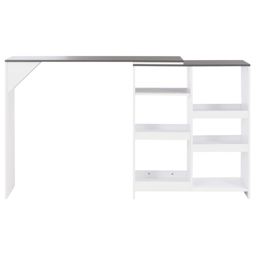vidaXL Masă de bar cu raft mobil, alb, 138x39x110 cm vidaXL Masă de bar cu raft mobil, alb, 138x39x110 cm