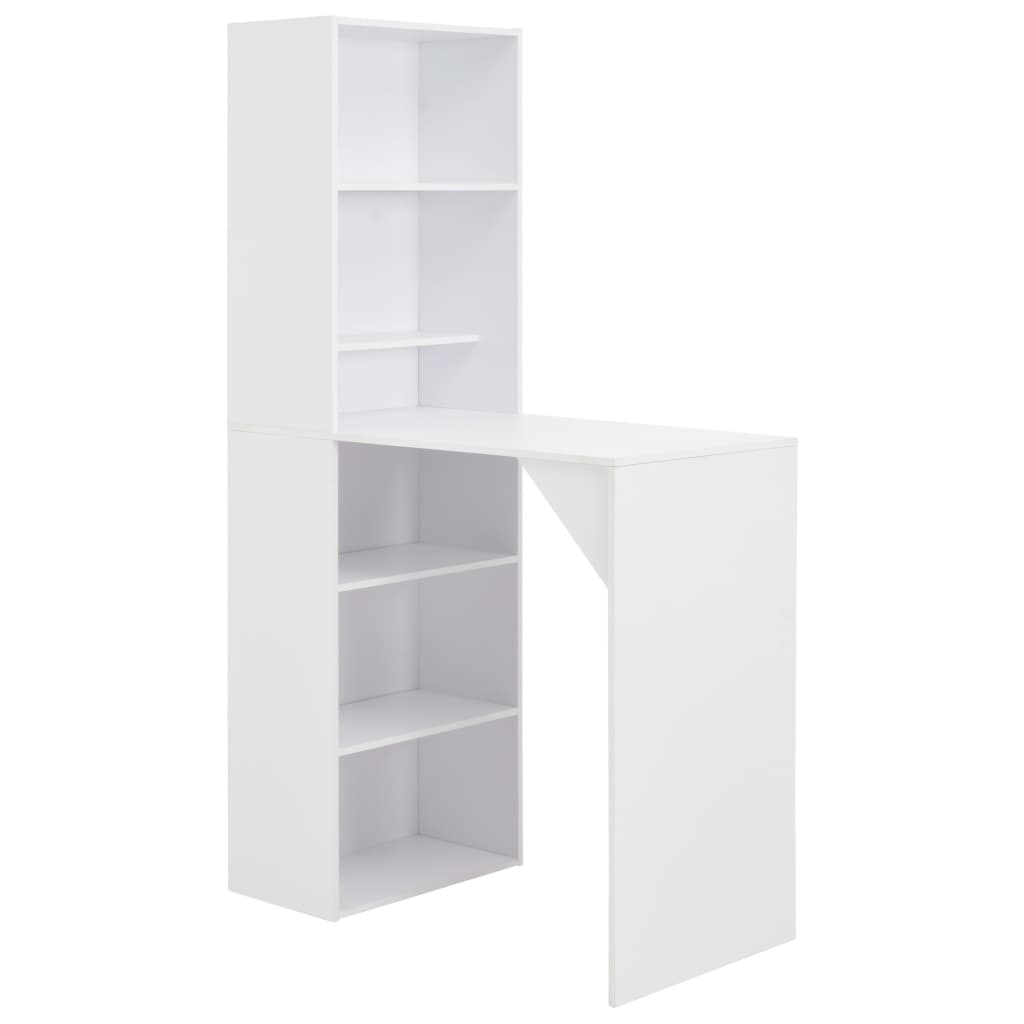 vidaXL Masă de bar cu dulap, alb, 115 x 59 x 200 cm vidaXL Masă de bar cu dulap, alb, 115 x 59 x 200 cm