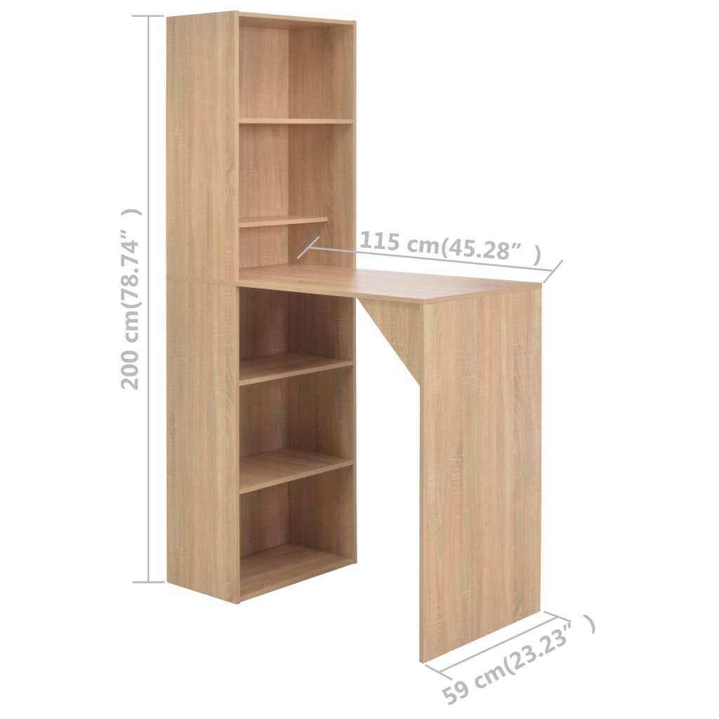 vidaXL Masă de bar cu dulap, stejar, 115 x 59 x 200 cm