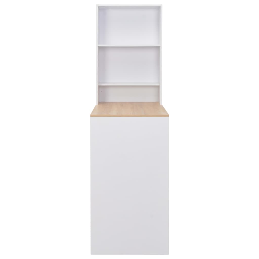 vidaXL Masă de bar cu dulap, alb, 115 x 59 x 200 cm vidaXL Masă de bar cu dulap, alb, 115 x 59 x 200 cm