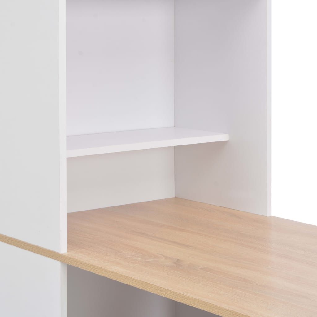 vidaXL Masă de bar cu dulap, alb, 115 x 59 x 200 cm vidaXL Masă de bar cu dulap, alb, 115 x 59 x 200 cm