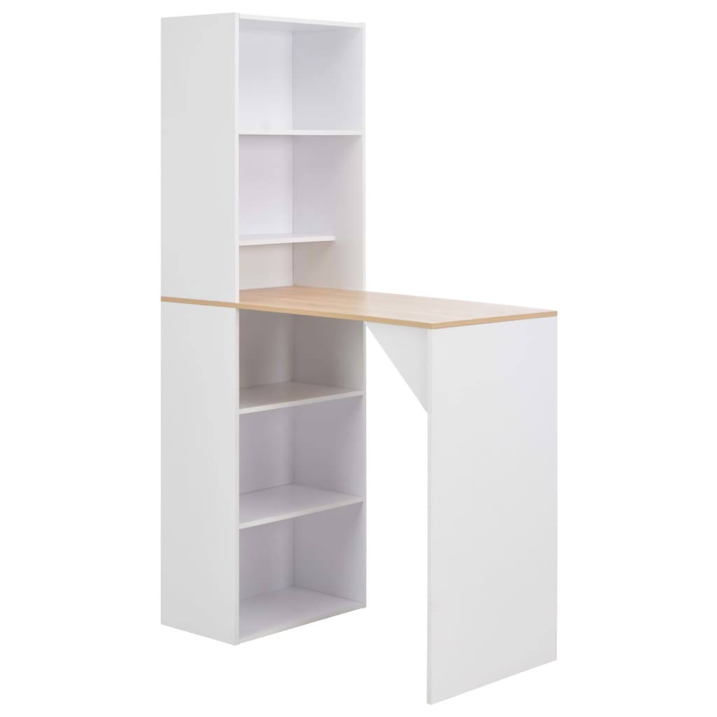 vidaXL Masă de bar cu dulap, alb, 115 x 59 x 200 cm vidaXL Masă de bar cu dulap, alb, 115 x 59 x 200 cm