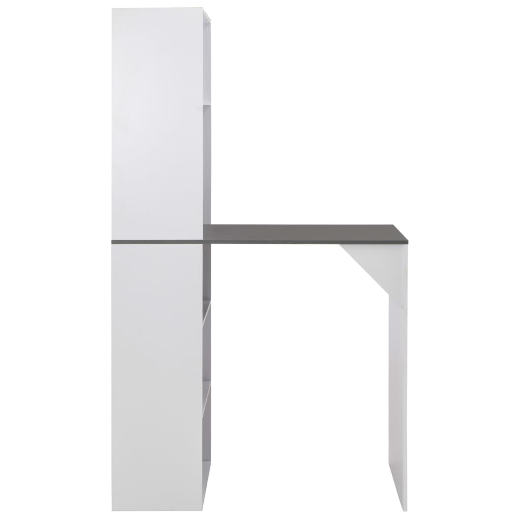 vidaXL Masă de bar cu dulap, alb, 115 x 59 x 200 cm vidaXL Masă de bar cu dulap, alb, 115 x 59 x 200 cm