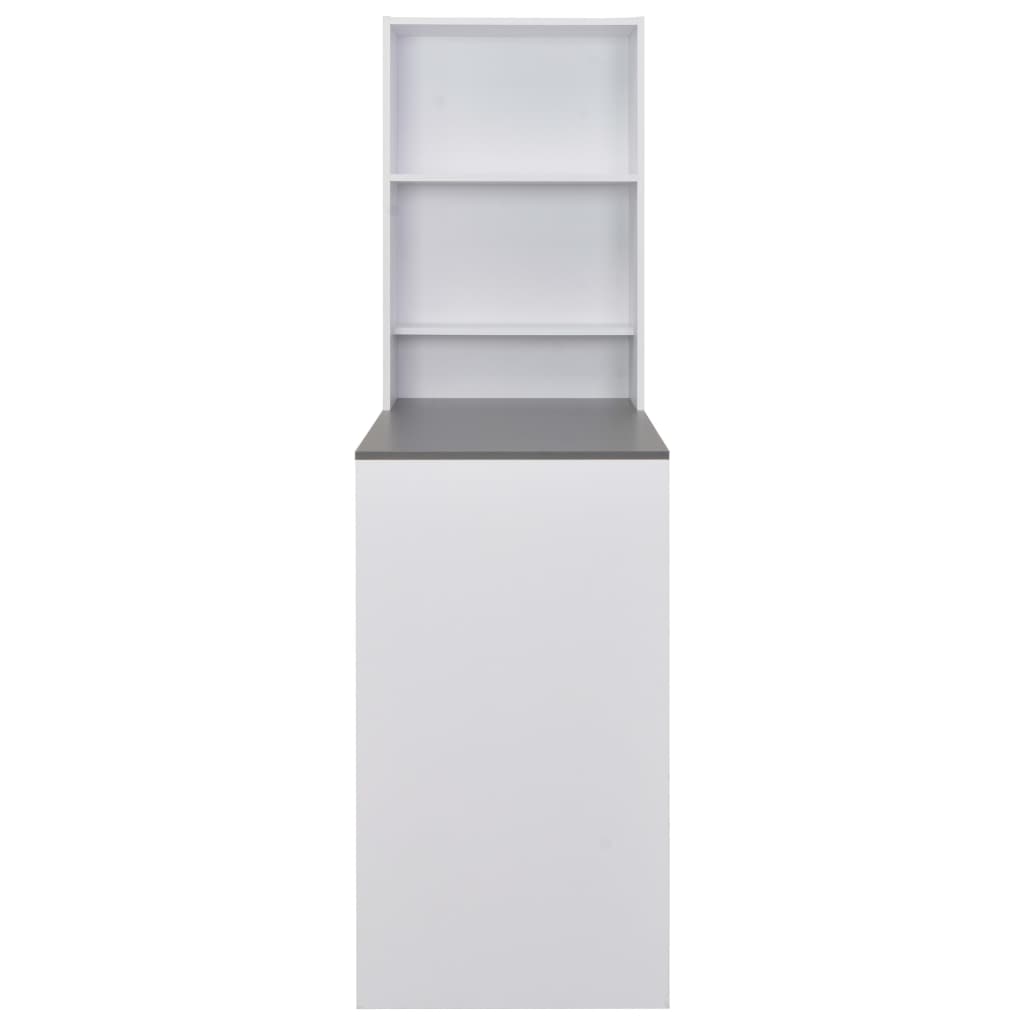 vidaXL Masă de bar cu dulap, alb, 115 x 59 x 200 cm vidaXL Masă de bar cu dulap, alb, 115 x 59 x 200 cm