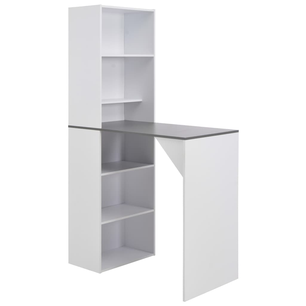 vidaXL Masă de bar cu dulap, alb, 115 x 59 x 200 cm vidaXL Masă de bar cu dulap, alb, 115 x 59 x 200 cm