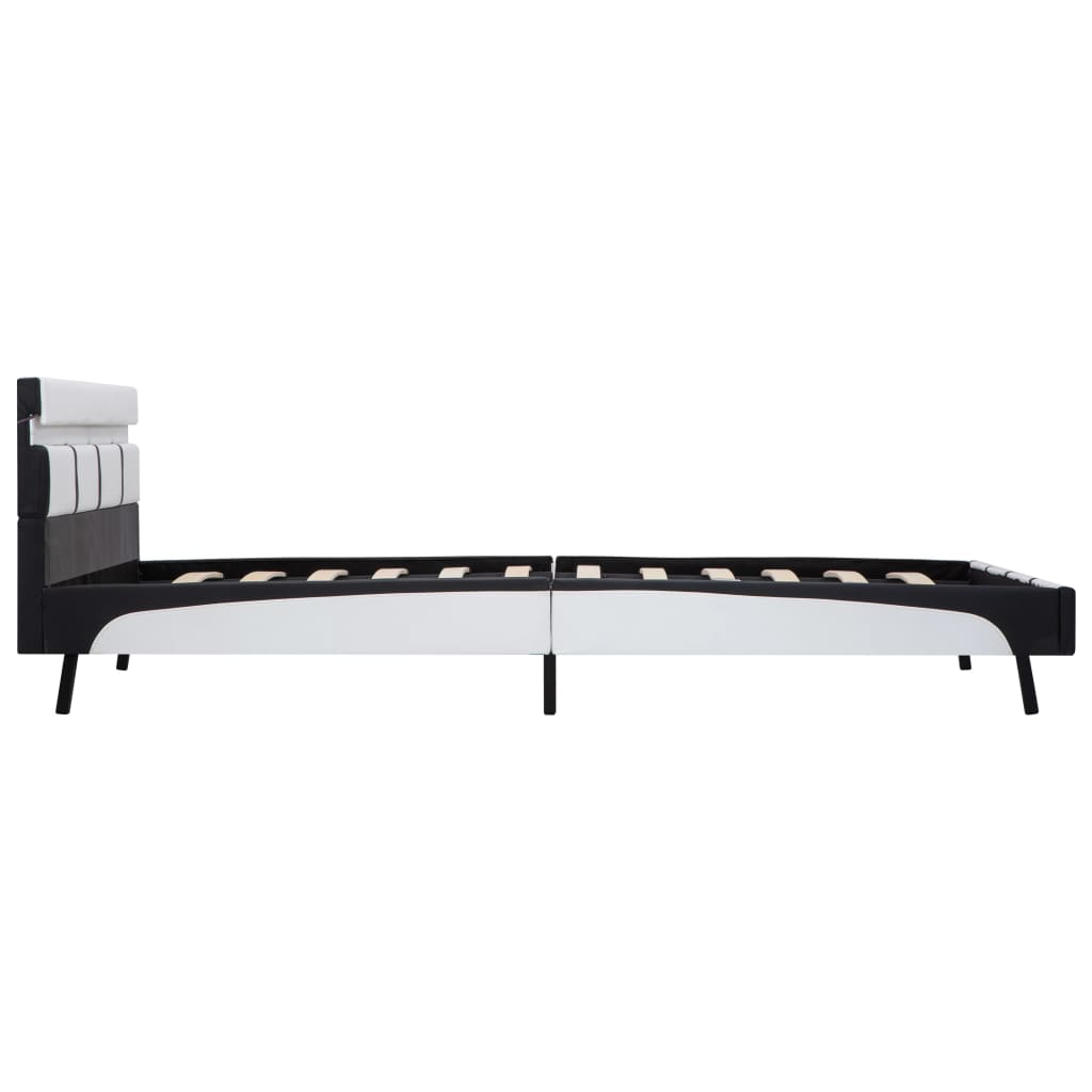 vidaXL Cadru de pat cu LED, alb, 140 x 200 cm, piele ecologică