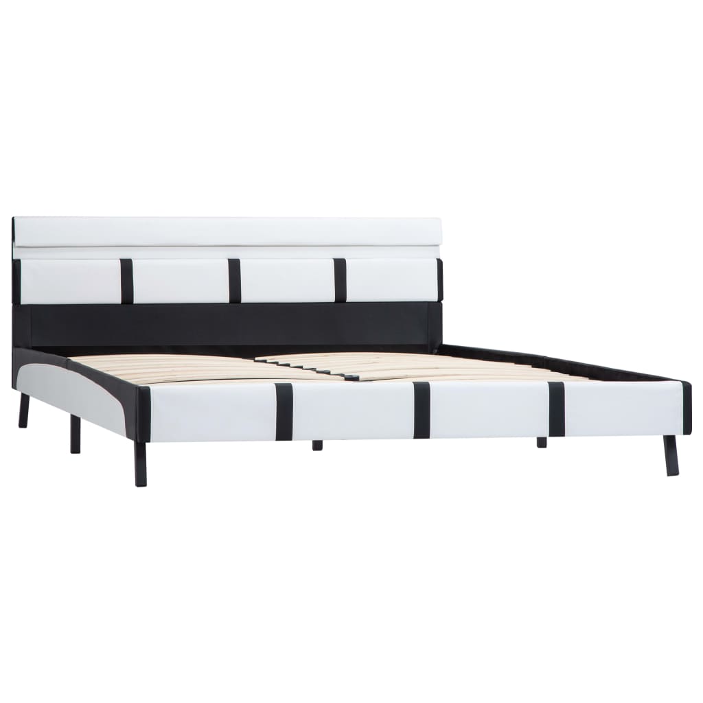 vidaXL Cadru de pat cu LED, alb, 160 x 200 cm, piele artificială