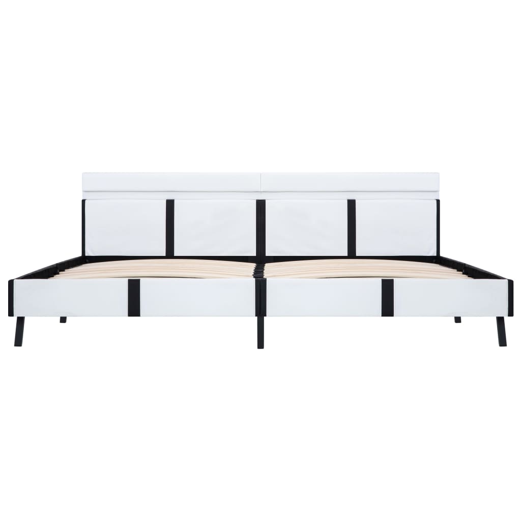 vidaXL Cadru de pat cu LED, alb, 180 x 200 cm, piele artificială