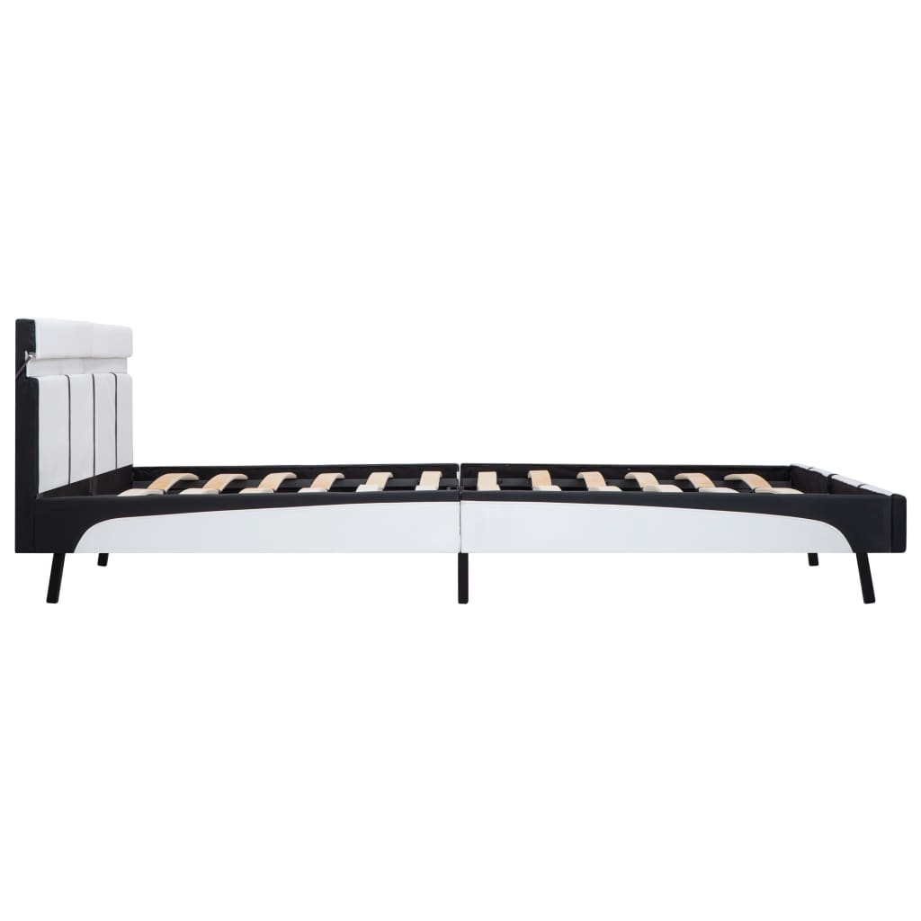vidaXL Cadru de pat cu LED, alb, 180 x 200 cm, piele artificială