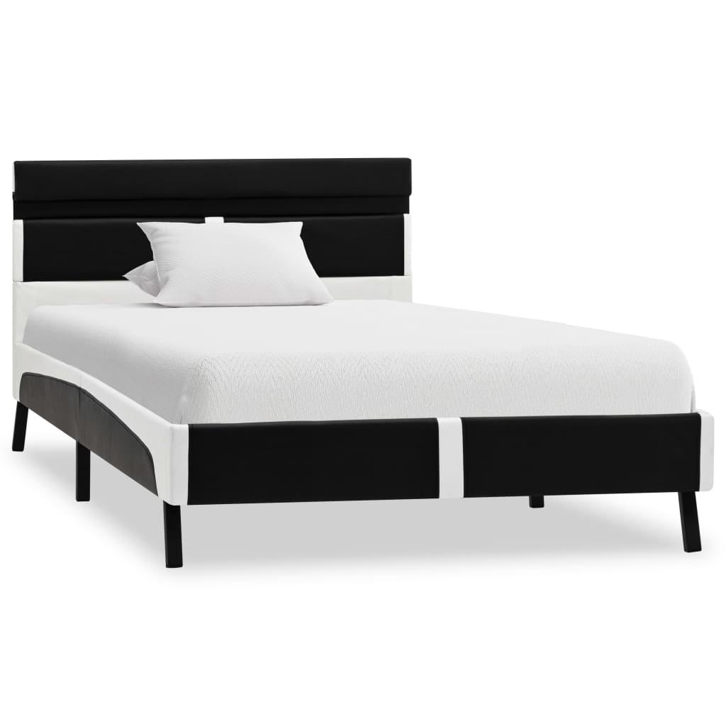 vidaXL Cadru de pat cu LED, negru, 90 x 200 cm, piele artificială vidaXL Cadru de pat cu LED, negru, 90 x 200 cm, piele artificială