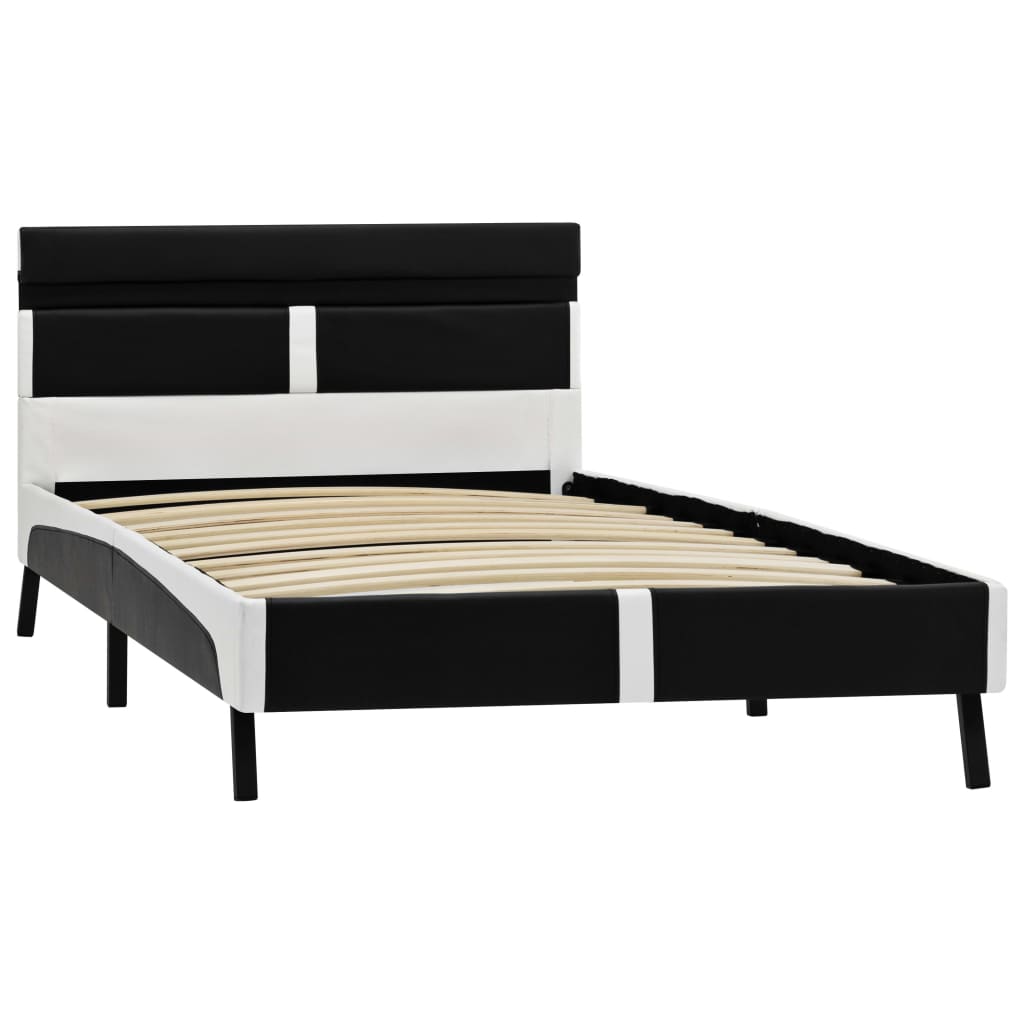 vidaXL Cadru de pat cu LED, negru, 90 x 200 cm, piele artificială vidaXL Cadru de pat cu LED, negru, 90 x 200 cm, piele artificială