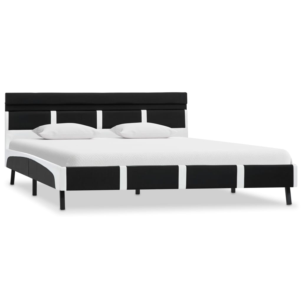 vidaXL Cadru de pat cu LED-uri, negru, 120 x 200 cm, piele ecologică vidaXL Cadru de pat cu LED-uri, negru, 120 x 200 cm, piele ecologică