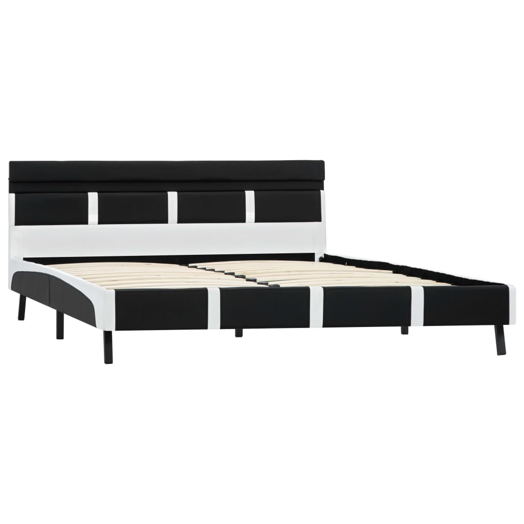 vidaXL Cadru de pat cu LED-uri, negru, 120 x 200 cm, piele ecologică vidaXL Cadru de pat cu LED-uri, negru, 120 x 200 cm, piele ecologică