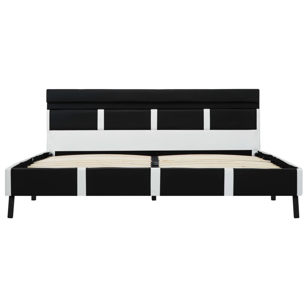 vidaXL Cadru de pat cu LED-uri, negru, 120 x 200 cm, piele ecologică vidaXL Cadru de pat cu LED-uri, negru, 120 x 200 cm, piele ecologică