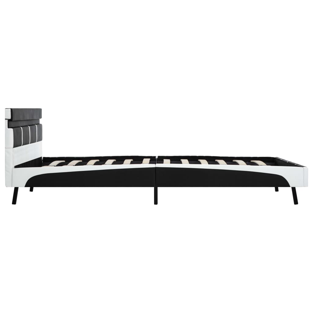 vidaXL Cadru de pat cu LED-uri, negru, 120 x 200 cm, piele ecologică vidaXL Cadru de pat cu LED-uri, negru, 120 x 200 cm, piele ecologică