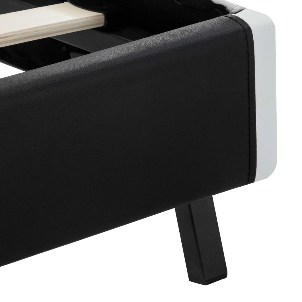 vidaXL Cadru de pat cu LED, negru, 160 x 200 cm, piele ecologică