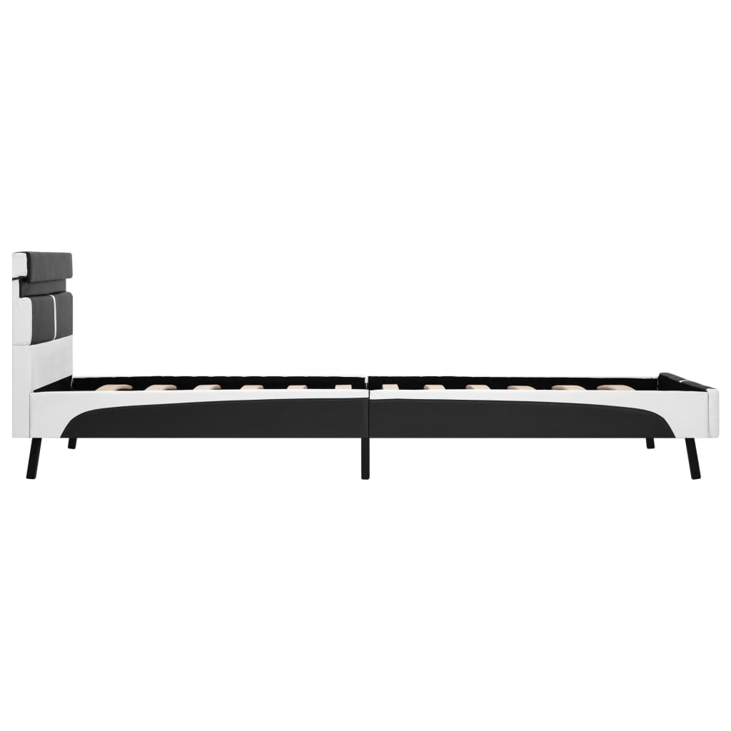 vidaXL Cadru de pat cu LED, gri, 90 x 200 cm, piele ecologică vidaXL Cadru de pat cu LED, gri, 90 x 200 cm, piele ecologică