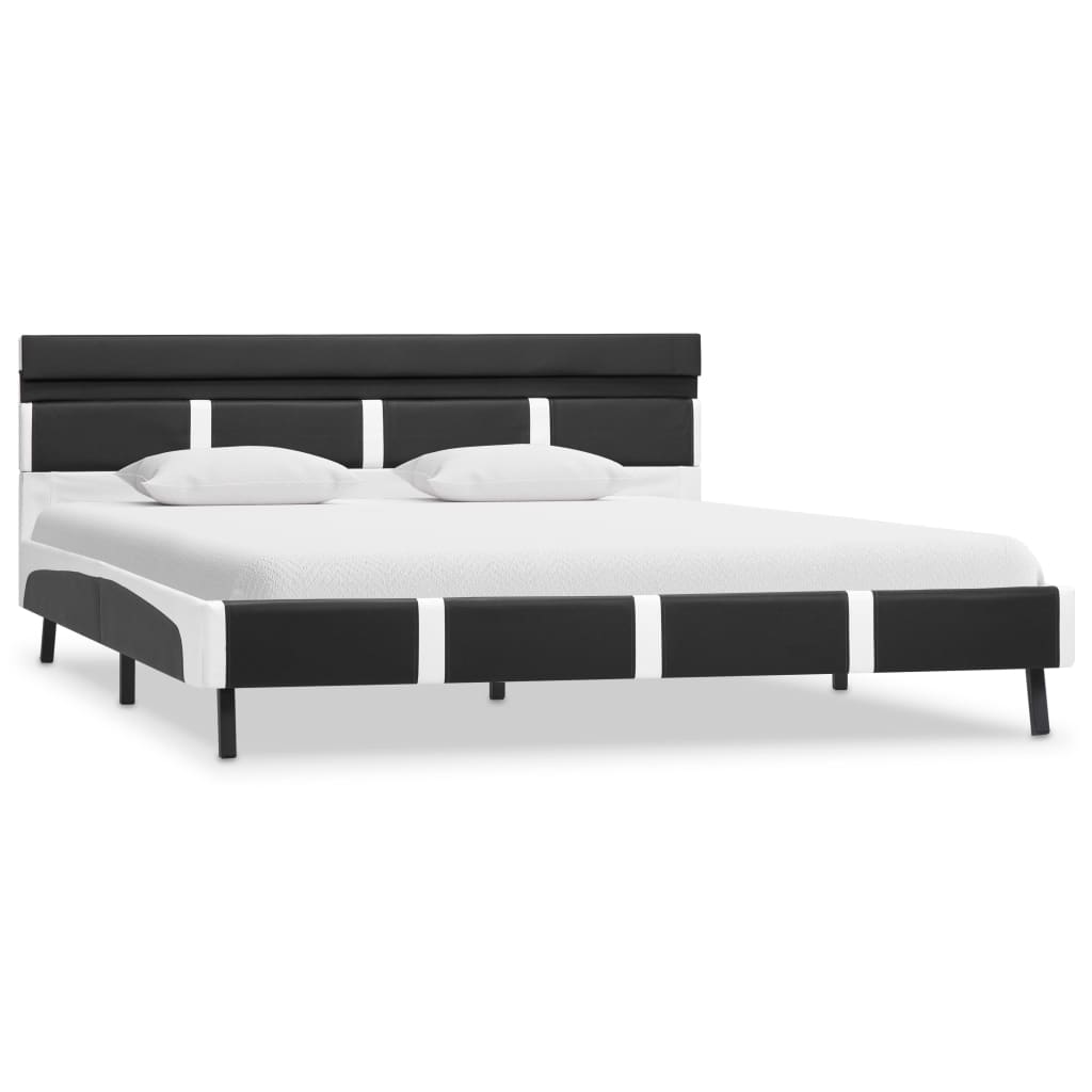 vidaXL Cadru de pat cu LED, gri, 160 x 200 cm, piele ecologică